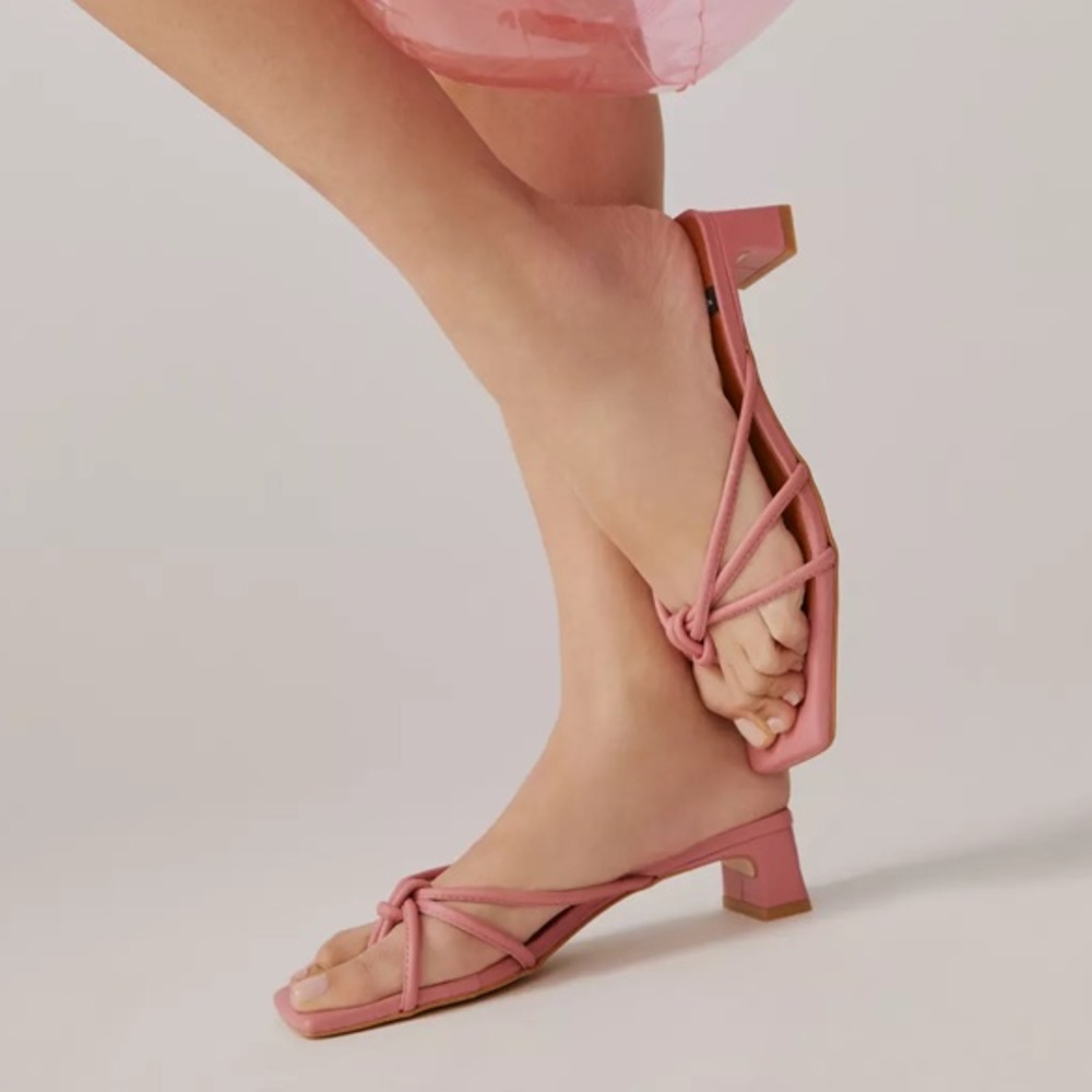 Anthropologie Angel alarcon pink slip on low heel sandals size 38
